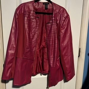 Fuchsia pleather jacket with peplum